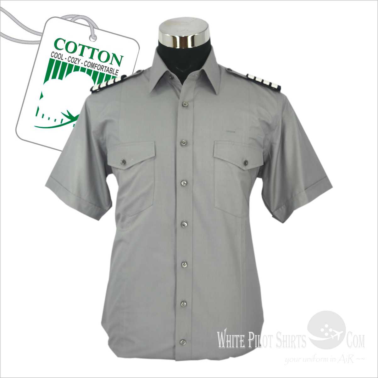 Grey Pilot Shirts Made 2 Measure Pilot Uniform Shirts Tailor Made