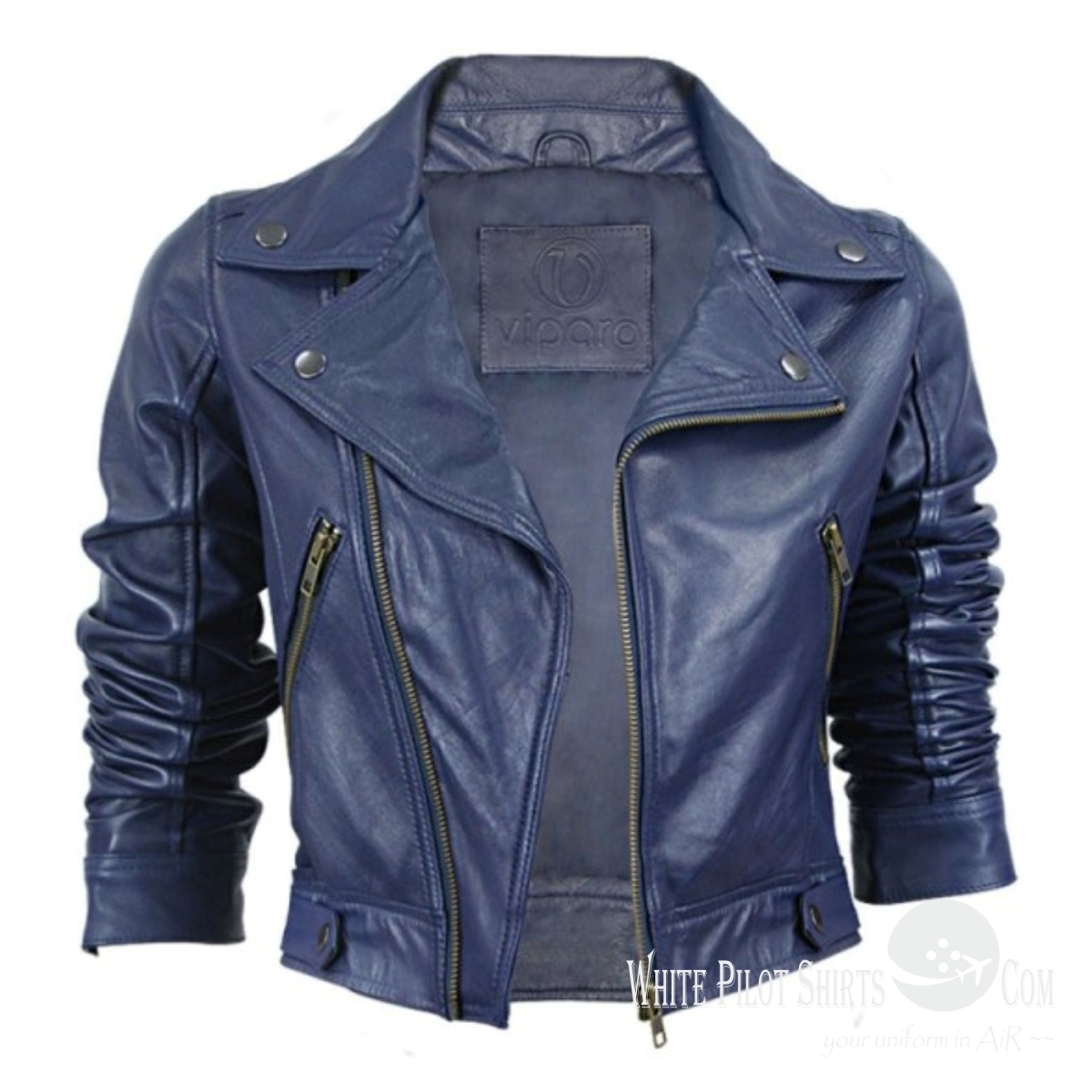 Blue Biker Jacket - Blue | Leather Jackets | Men's Biker Jacket White ...